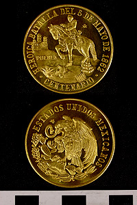 Thumbnail of Commemorative Medal for 100th Anniversary of the French-Mexican Battle of Puebla (1977.01.0024)