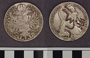 Thumbnail of Coin:  Hejaz and Nejd, c/s on Maria Theresa Taler (1971.15.3566)
