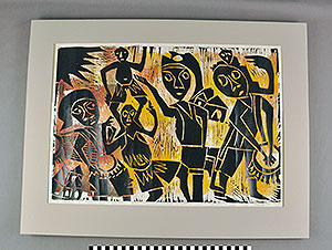 Thumbnail of Woodblock Print: "Gelede Festival" (1971.18.0002)