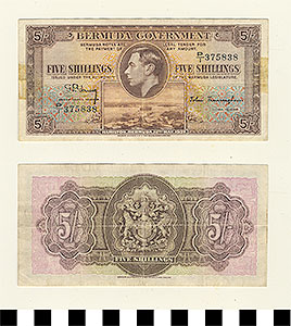 Thumbnail of Bank Note: Bermuda, 5 Shillings (1992.23.0118)