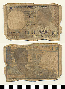 Thumbnail of Bank Note: Malagasy Republic, 100 Francs (1992.23.1003)