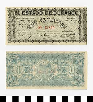 Thumbnail of Bank Note: Mexico, 50 Centavos (1992.23.1371)