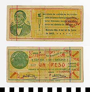 Thumbnail of Bank Note: Mexico, 1 Peso (1992.23.1407)