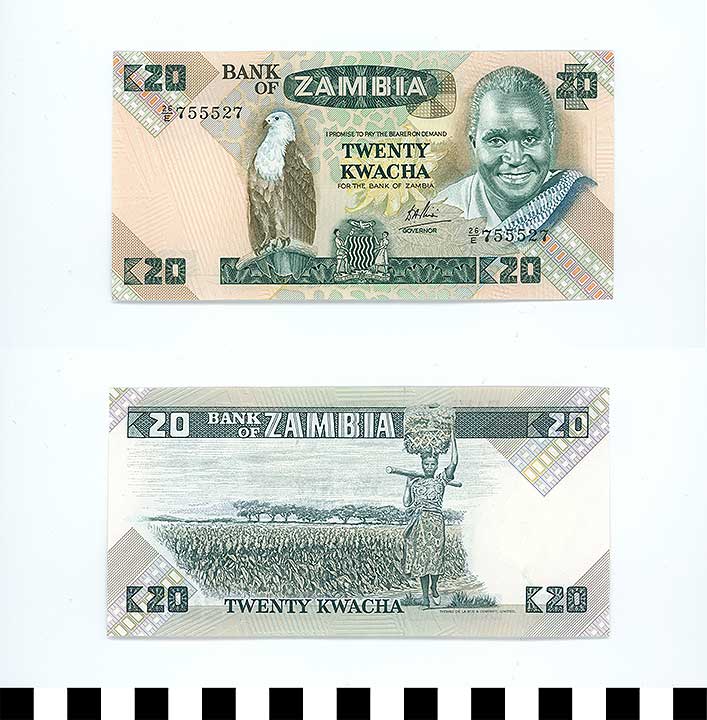Thumbnail of Bank Note: Zambia, 20 Kwacha (1992.23.2362)