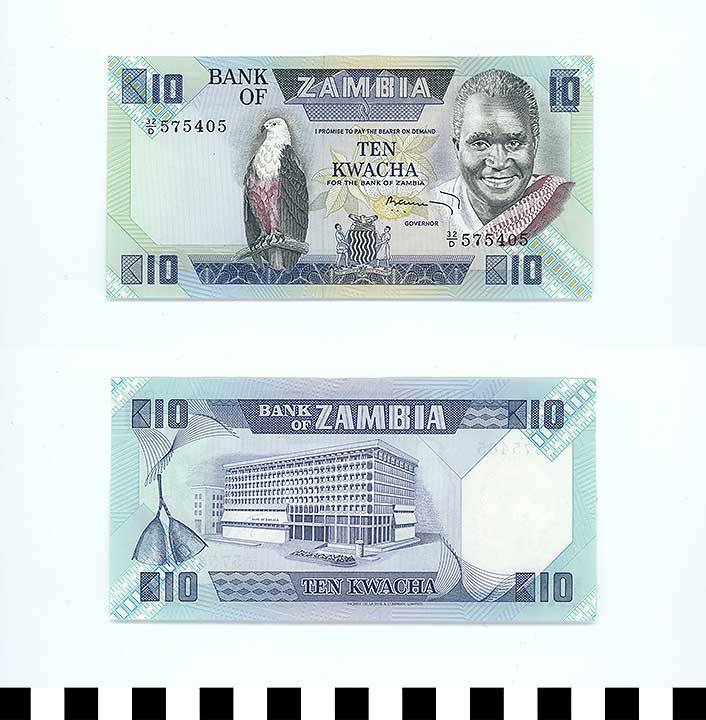Thumbnail of Bank Note: Zambia, 10 Kwacha (1992.23.2366)