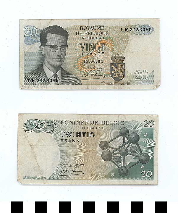 Thumbnail of Bank Note: Belgium 20 Franc/Frank Note (2011.17.0001)