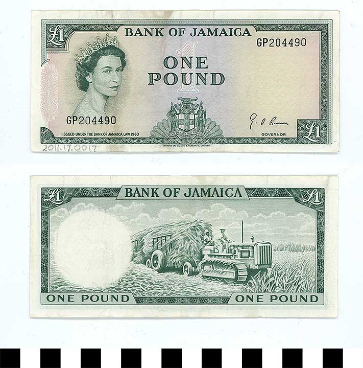Thumbnail of Bank Note: Jamaica, 1 Pound (2011.17.0017)