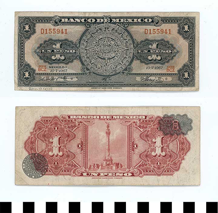 Thumbnail of Bank Note: Mexico, 1 Peso (2011.17.0018)