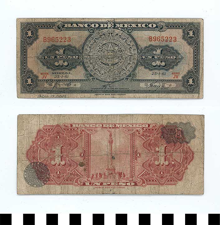 Thumbnail of Bank Note: Mexico, 1 Peso (2011.17.0019)