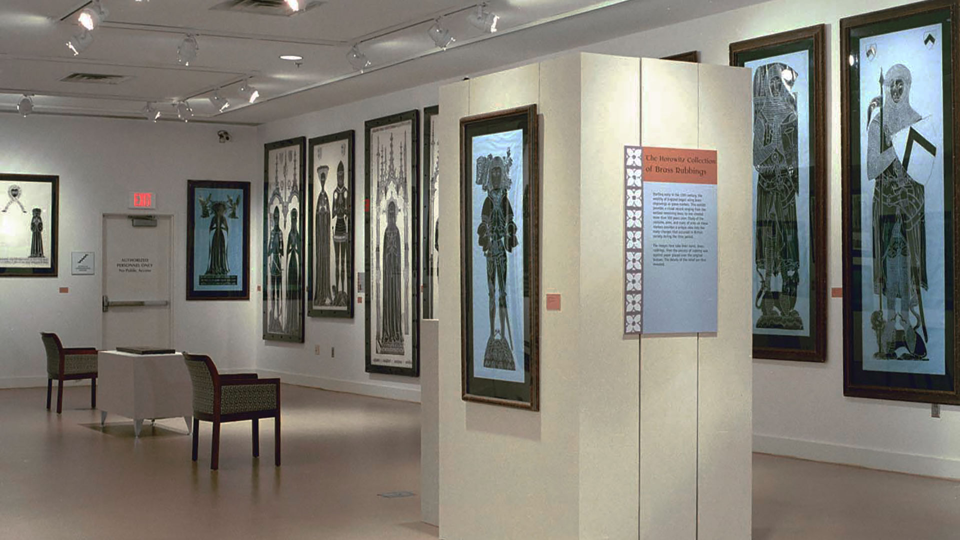 overview of The Horowitz Collection of Memorial Brass Rubbings exhibit