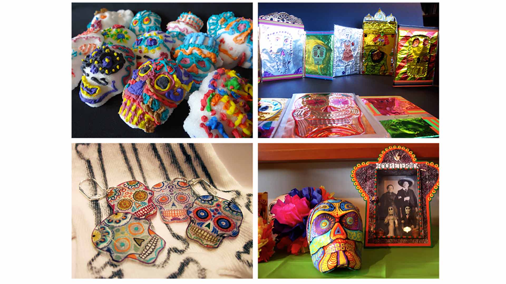 Assortment of Day of the Dead crafts