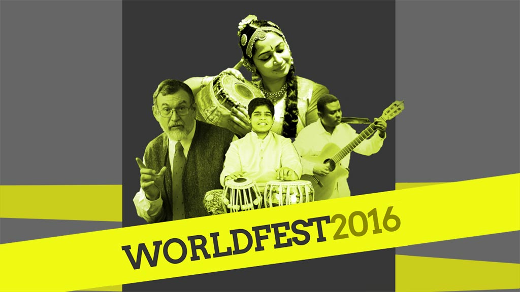 World Fest logo with performers